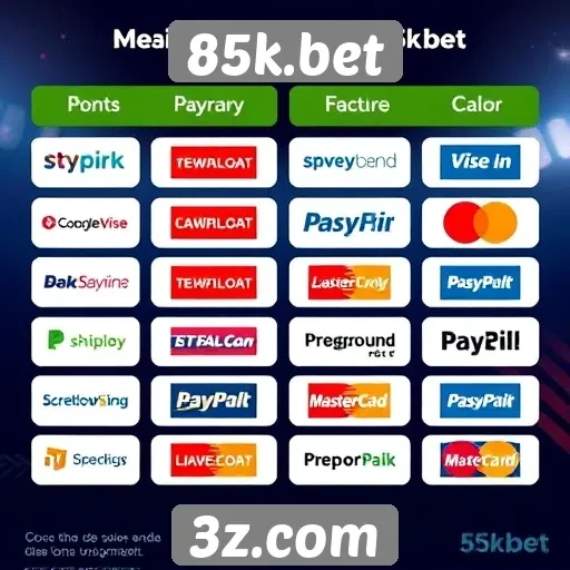 Métodos de pagamento aceitos no 85k.bet